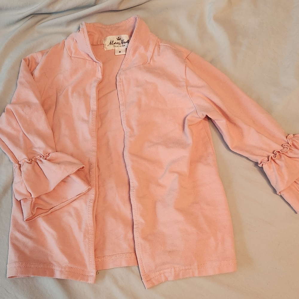 Light Pink Ruffle Sleeve Cardigan